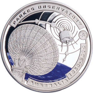 2019 Solomon Island Silver Plated Half Dollar Parkes Observatory Moon Landing Main Image
