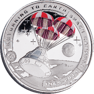 2019 Solomon Island Space Capsule Moon Landing Silver-Plated Half Dollar Main Image