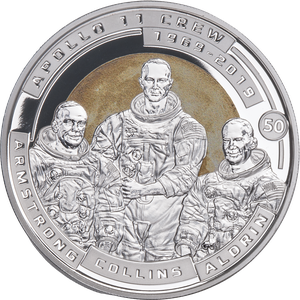 2019 Solomon Island Apollo 11 Crew Moon Landing Silver-Plated Half Dollar Main Image