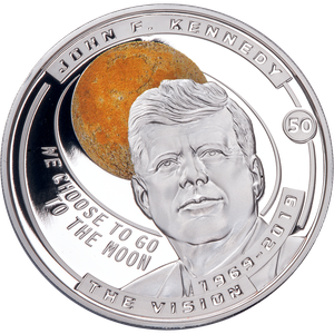 2019 Solomon Island Silver Plated Half Dollar Kennedy's Vision Moon Landing Main Image