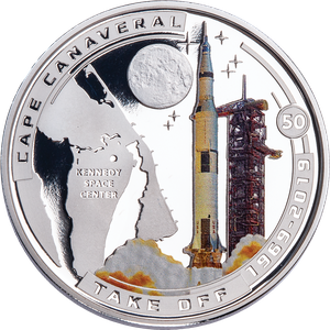 2019 Solomon Island Silver-Plated Half Dollar Cape Canaveral Take Off Moon Landing Main Image