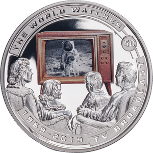 2019 Solomon Island Silver Plated Half Dollar TV Broadcast Moon Landing Main Image
