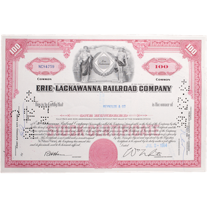 1960's Erie-Lackawanna RR Company Stock with History Page Main Image