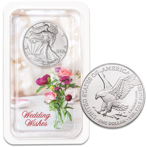 2022 American Silver Eagle in Wedding Wishes Showpak Main Image