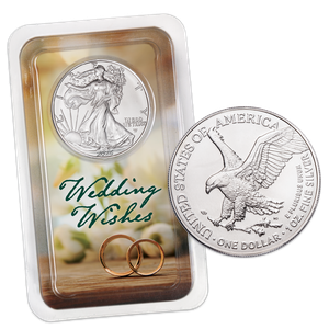 2025 American Silver Eagle in Wedding Wishes Showpak Main Image