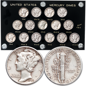 1941-1945 PDS Mercury Dime Set Main Image