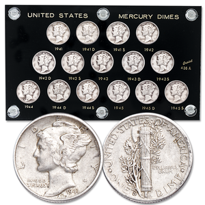 1941-1945 PDS Mercury Dime Set Main Image