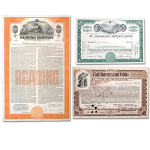 1899-1960’s B&O, Reading and Pennsylvania Railroad Stock Set Main Image