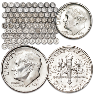 1946-2021 Complete Roosevelt Dime Year Set Main Image