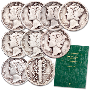 1923-1930 Consecutive Mercury Dime Set with Folder Main Image