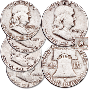 1949-1954 Complete "S" Mint Franklin Half Dollar Set Main Image