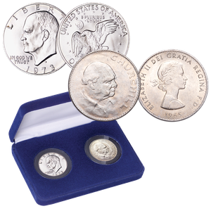 1965 Churchill Crown & 1973-S Eisenhower Dollar Set Main Image