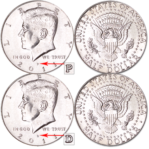 2011 P&D Kennedy Half Dollars, Uncirculated, MS60 Main Image