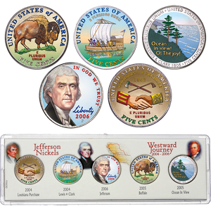 2004-2006 Colorized Westward Journey Nickel Set (5 coins) Main Image
