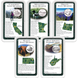 All Five 2005 Statehood Quarter Showpaks Main Image