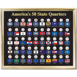 50 State Framed Flag Display for Quarters Main Image