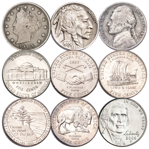 1883-2006 Nickel Type Set (9 coins) Main Image
