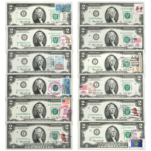 Complete District Set of 1976 First-Day-Of-Issue $2 Federal Reserve Notes Main Image