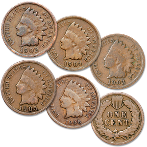 1902-1907 5 Different Indian Head Cents Main Image