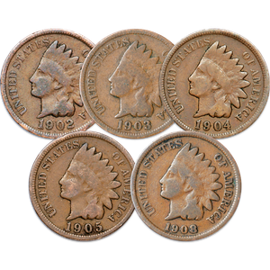 1902-1907 5 Different Indian Head Cents Main Image