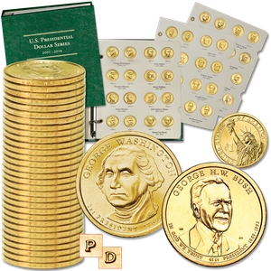 2007-2016 & 2020 Complete P&D Presidential Dollar Set with Album Main Image