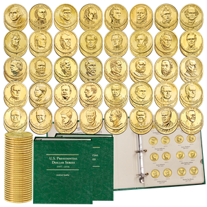 2007-2016 & 2020 Complete P&D Presidential Dollar Set with Album Main Image