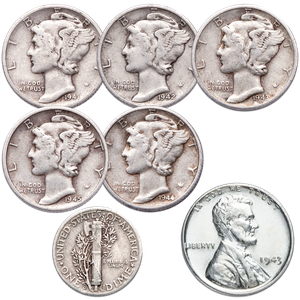 1941-1945 Mercury Dime Year Set Main Image