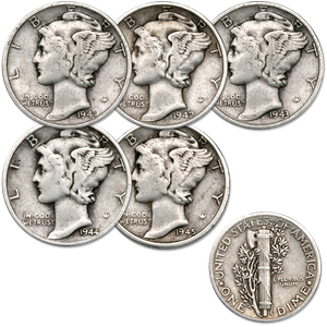 1941-1945 Mercury Dime Year Set Main Image