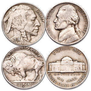1938-D Buffalo & 1938 Jefferson Nickel Transition Set Main Image