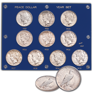 1921-1935 Complete Peace Dollar Year Set with Holder Main Image