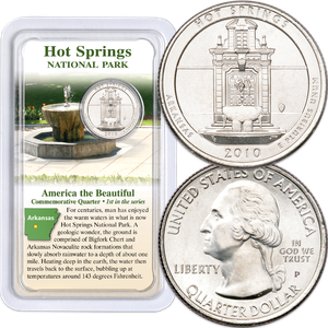 2010 Hot Springs America's National Park Quarter in Showpak, Uncirculated, MS60 Main Image