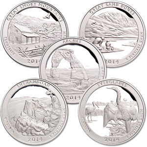 2014-S 90% Silver America's National Park Quarter Proofs (5 coins) Main Image