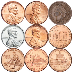 1860-2010 150 Years of Penny Designs Set (9 coins)