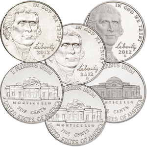 2012 PDS Jefferson Nickel Set (3 coins) Main Image