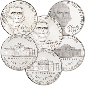 2010 PDS Jefferson Nickel Set (3 coins) Main Image
