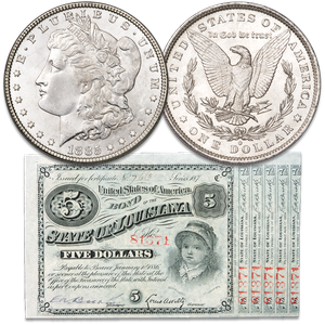 1880's State of LA Bond with Morgan Dollar Main Image