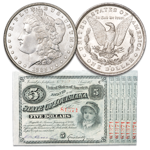 1880's State of LA Bond with Morgan Dollar Main Image