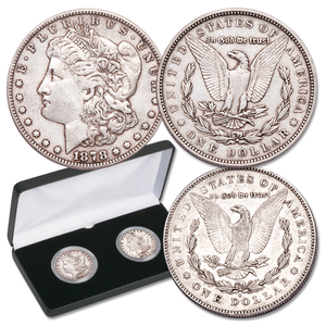 1878 7TF & 1878-S Morgan Dollar Set in Display Case Main Image