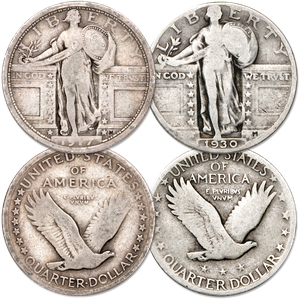 Standing Liberty Silver Quarter Type Set (2 coins), Type 1 and 2 Main Image