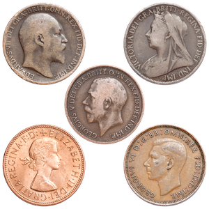 1895-1967 British Large Penny Set (5 coins) Main Image