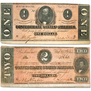 1864 $1 & $2 Confederate Note Set Main Image