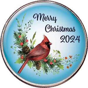 2024 Colorized Kennedy Half Dollar Cardinal Ornament Main Image
