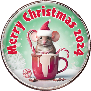 2024 Colorized Kennedy Half Dollar Merry Christmas Ornament Main Image