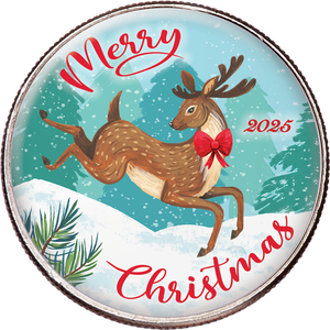 2025 Colorized Kennedy Half Dollar Reindeer Ornament Main Image