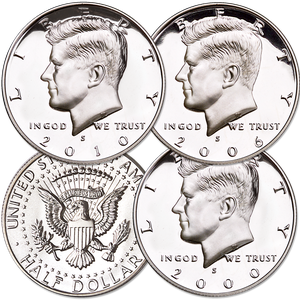 2000-S - 2010-S 90% Silver Kennedy Half Dollar Set (3 coins) Main Image
