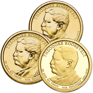 2013 PDS Theodore Roosevelt Presidential Dollar Set (3 coins) Main Image