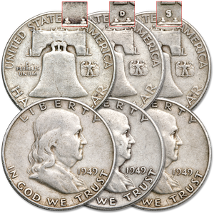1949 PDS Franklin Half Dollar Set (3 coins) Main Image