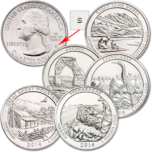 2014-S Unc. National Park Quarter Year Set (5 coins) Main Image