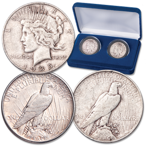 1935 P&S Peace Dollar Set with Free Display Case Main Image