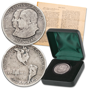 1923-S Monroe Doctrine Silver Commemorative with FREE Replica Document Main Image